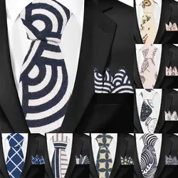 Новый Цветочный принт галстук и платок комплекты из хлопка и льна Галстуки для Для мужчин плед тонкий галстук мужской костюмы Тощий шеи