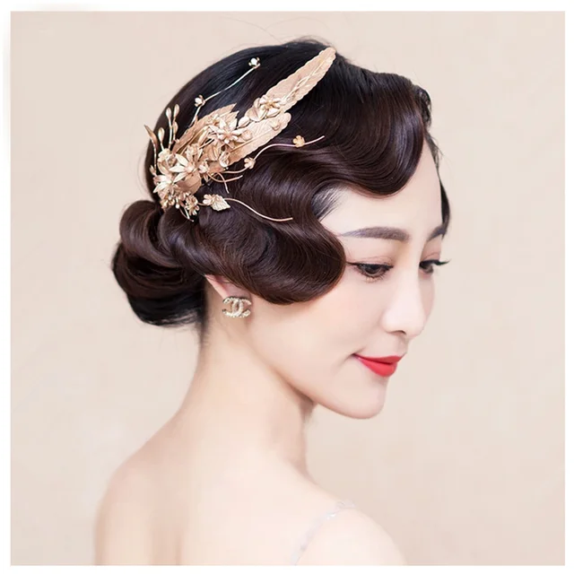 Generous Gold Wedding Tiara Hair Clip Bridal Comb Accessories Generous Gold Wedding Tiara Hair Clip Bridal Comb Accessories Handmade Women Headpiece Golden Leaves