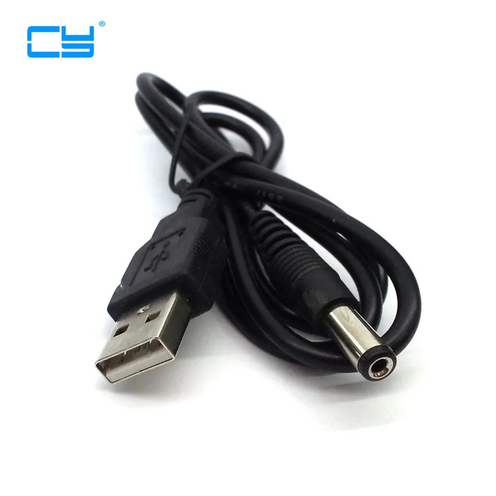 100 pcies/Лот USB 2.0 типа Штекер 5.5 мм 2.1 мм DC Power Plug Цилиндрический разъем 5 В 1A кабель 80 см