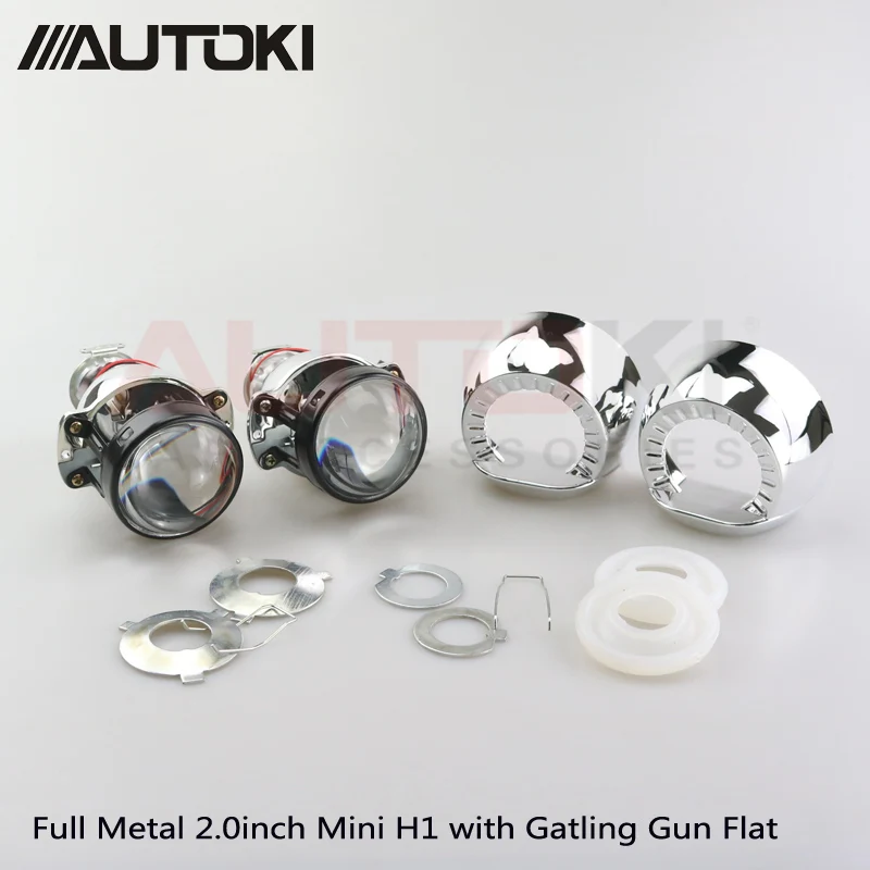 

Free Shipping 2pcs/lot Autoki LHD 2.0inch Mini Bi-xenon Projector Lens+Shroud Use H1 Xenon bulb Fit for car Headlights H4 H7