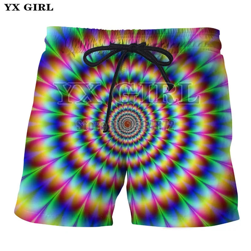 YX Girl 3D Print Plaid Checkers Cube Shorts for Women Men Summer Casual Shorts Mesmerize Board Short With Pockets Drawstring