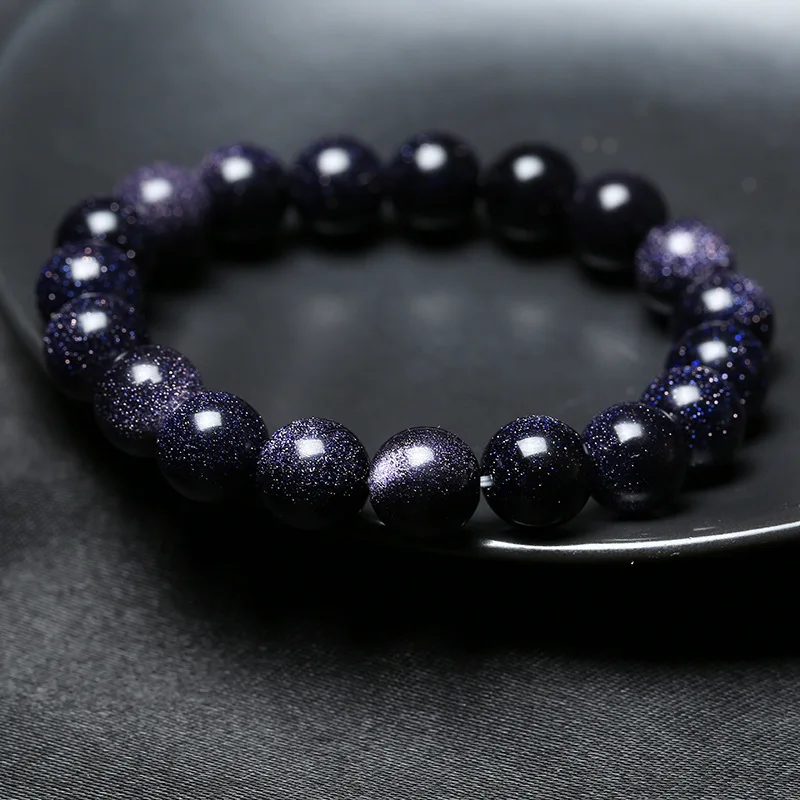

Natural Blue Sandstone Beaded Bracelets Women Men 6-14 mm Charm Beaded Crystal Stone Brcelet DIY Accessories Gift Droship