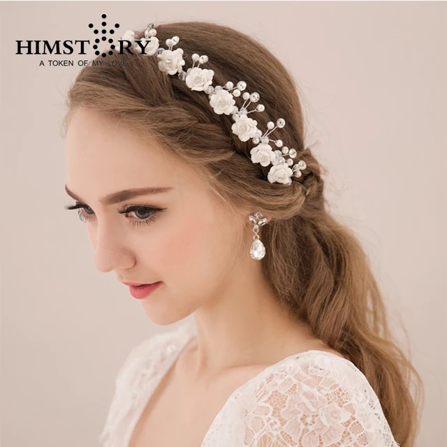 Handmade Korean Bride Tiara Flower Beading Crystal Hair Accessories