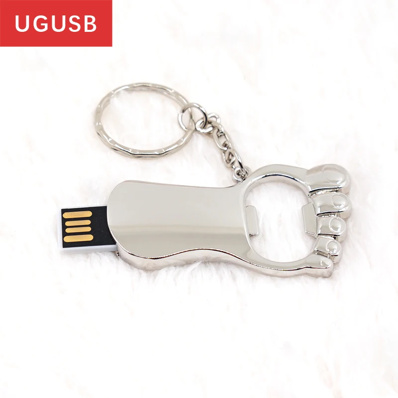 New Foot keychain usb flash drive bottle opener pendrive criativo Pen