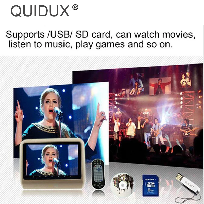 QUIDUX 2 шт. 10 1 дюймов HD LED Автомобильный подголовник монитор dvd плеер встроенный