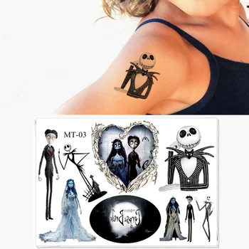 

Cute Children Temporary Tattoo Sticker Cartoon Tatoo Body Art Novelty Gag Toys for Skeleton Jack Fans Waterproof 2-3 Days