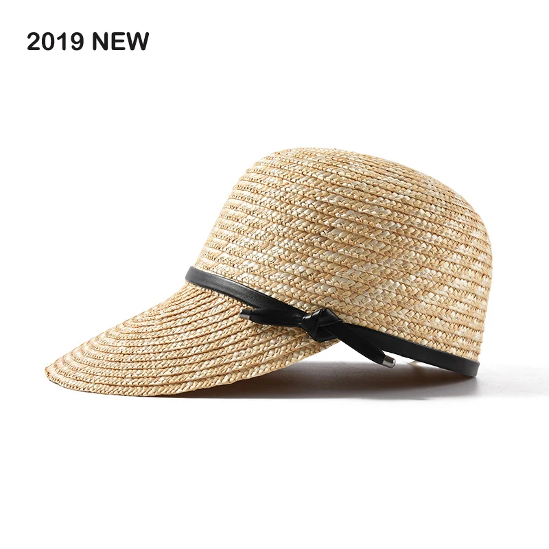 Günstige 2019 Neue Marke Zeigen Natürliche Stroh Baseball Caps Für Frauen Hohe Qualität Damen Frühling Sommer Visier Sonne Hüte Großhandel