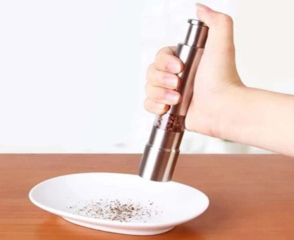 Portable Stainless Steel Thumb Push Salt Pepper Grinder Spice Sauce Mill Grind Kitchen tool 20pcs/lot