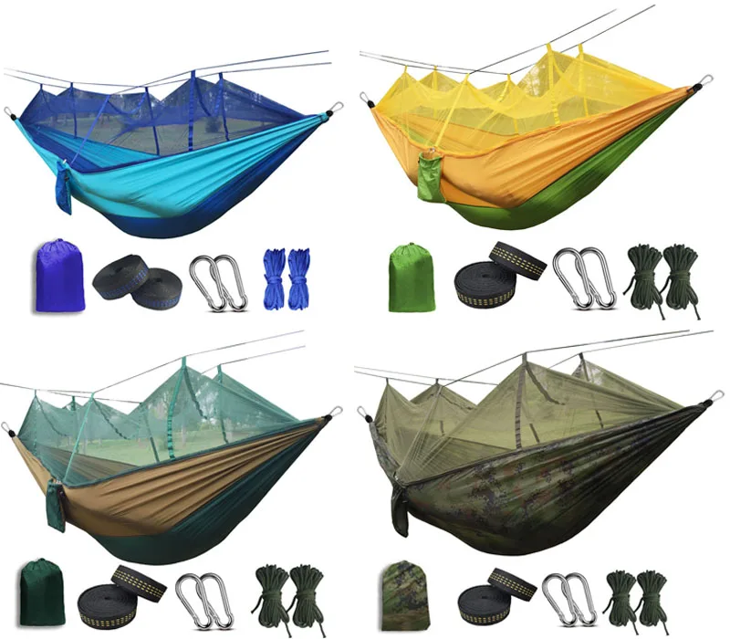 Портативный гамак с сеткой от насекомых одиночный человек в сложенном виде в мешочек гамак с сеткой от насекомых подвесная кровать для