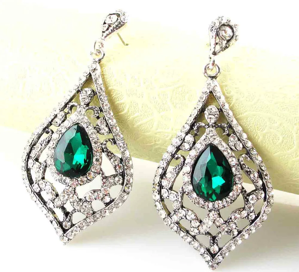 Рекомендуемые длинные огромные женские модные серьги синий/зеленый кристалл/стекло Сладкий Металл с драгоценными камнями свисающие серьги для женщин девушек