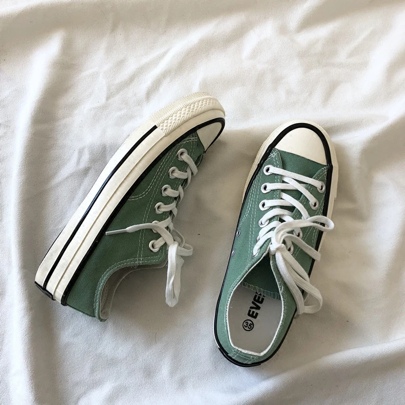 

Spring Product Super Fire Street Fillet Mint Green Canvas Shoes Girl Student Shoes pure color casual shoes light-weight 6.15