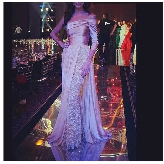 

New Arrival Custom made Lace A-Line Arabic Evening gowns 2015 Long Evening dress Robe de soiree