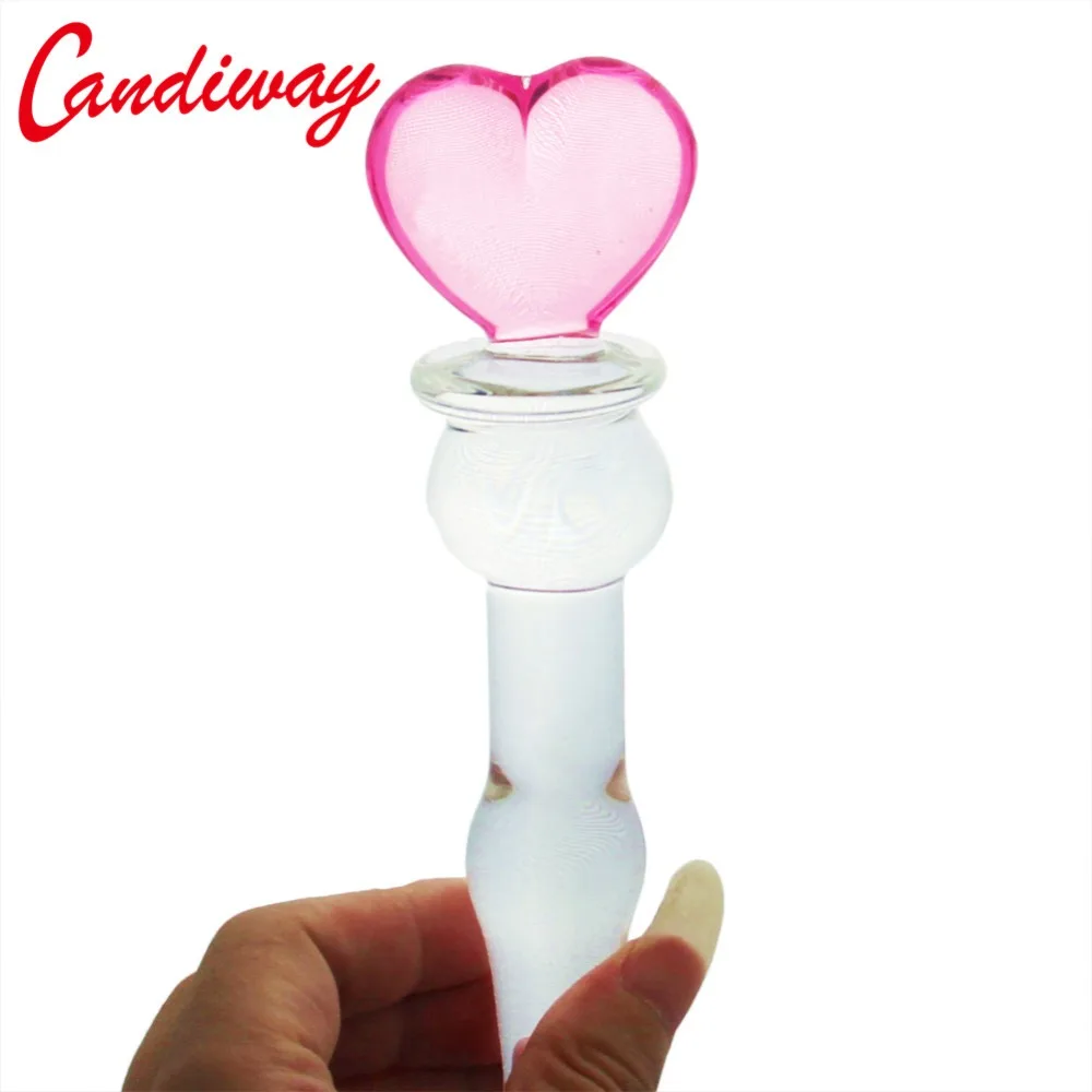 h019 Crystal Heart Wavy Glass Dildo plug (10)