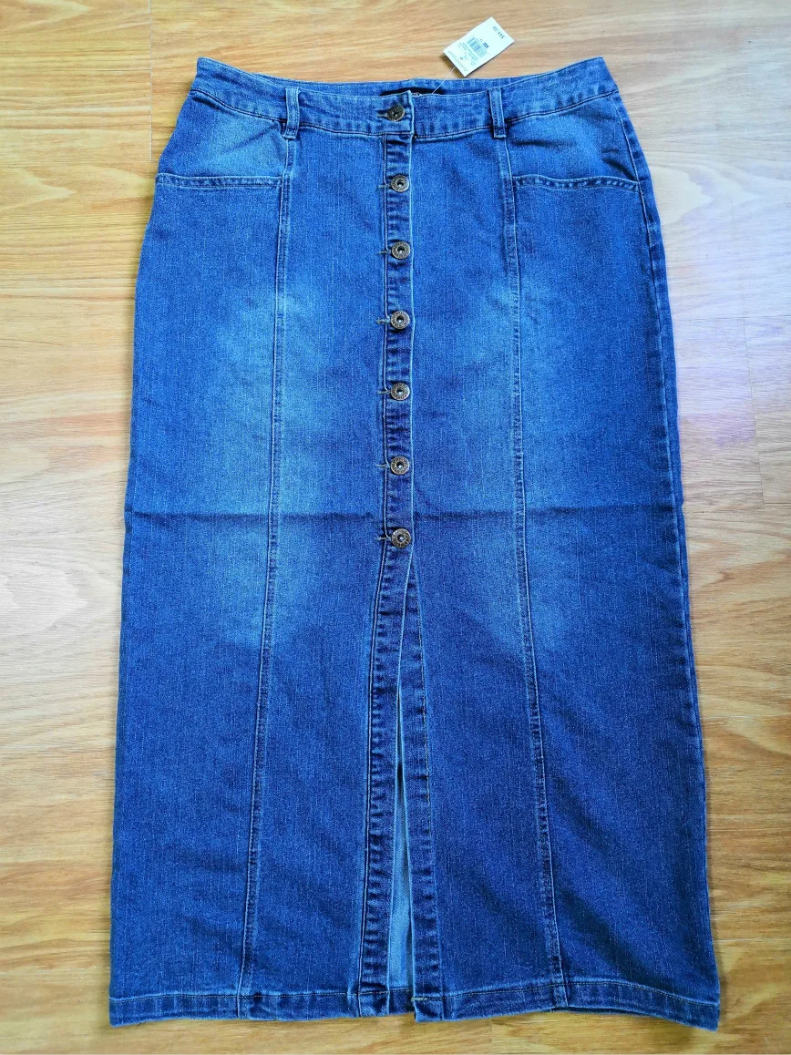 Осенняя и зимняя женская модная свободная однобортная джинсовая юбка макси, женская модная повседневная джинсовая юбка размера плюс