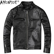 AYUNSUE куртка из натуральной кожи, Мужская одежда, осень, новые Куртки из натуральной коровьей кожи размера плюс пальто XXXXL Jaqueta De Couro ZL408