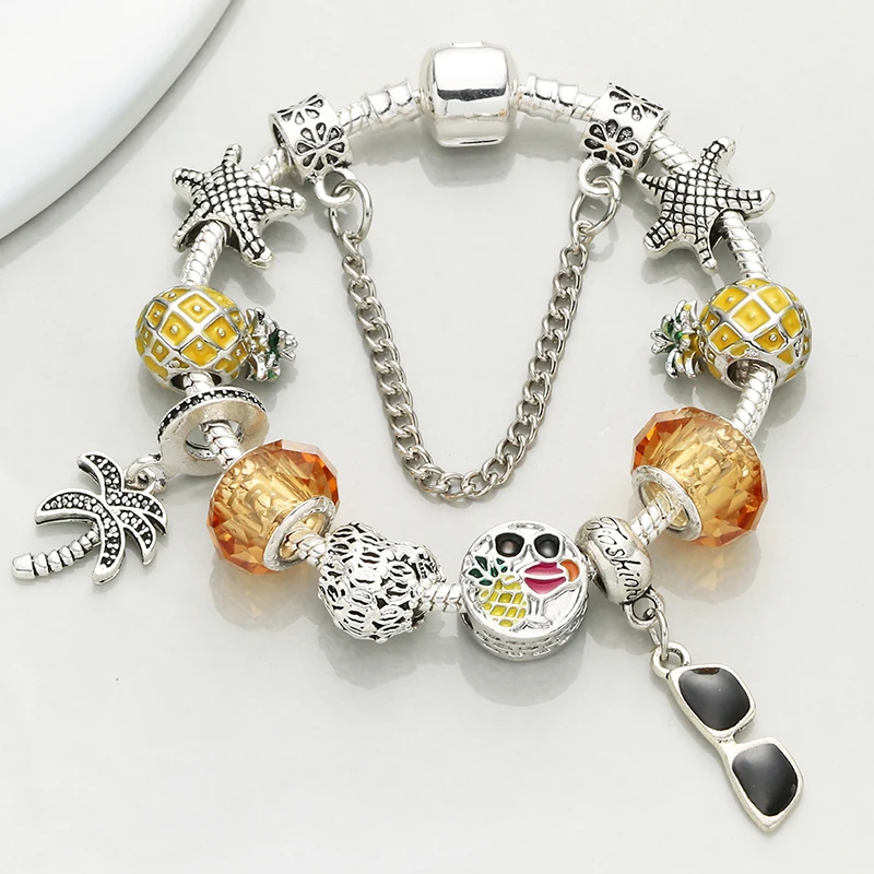 BAOPON Летний стиль Серебряный цвет glassate браслеты с подвесками браслеты со змеиной цепью бренд браслет для женщин ювелирные изделия