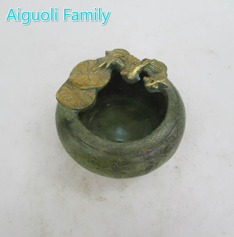 

AAA+Rare Chinese Old Bronze Carved 2 Goldfish Pen wash Box/Art Craft For Home Decoration Antique Collection