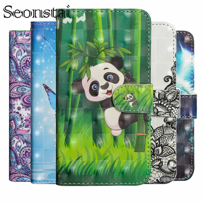 

Flip Leather Case For Huawei Y9 2018 Coque Huawei Y3 Y5 Y6 2017 Y5 Y6 2018 Cover 3D Panda Wallet Phone Cases for Huawei P Smart