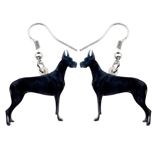 Bonsny Statement Acrylic Great Dane Dog Earrings Dangle Drop Fashion Animal Jewelry Gift For Women Girls Pet Lovers Accessories - Окраска металла: Multicolor