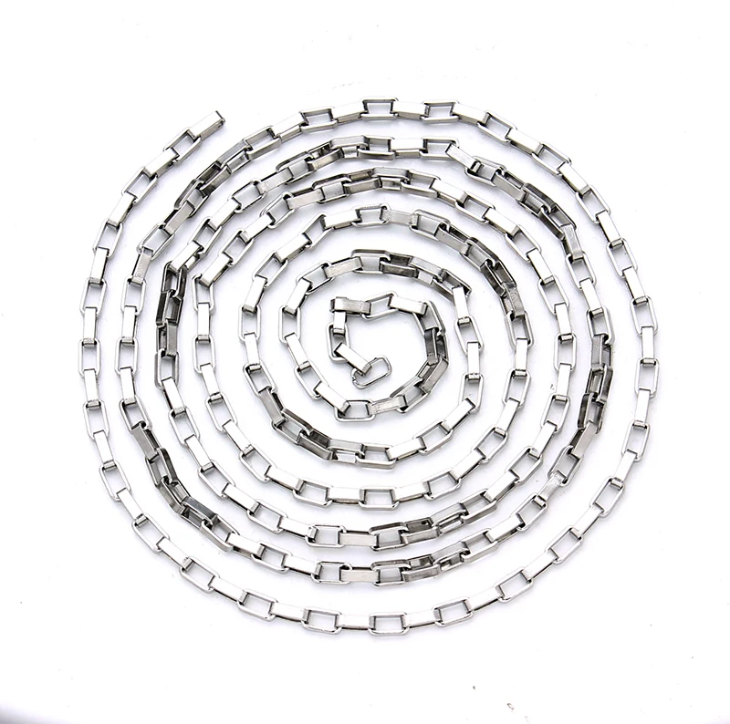 5meter/lot Stainless steel Open Box Link Chain Necklace Bracelet Silver