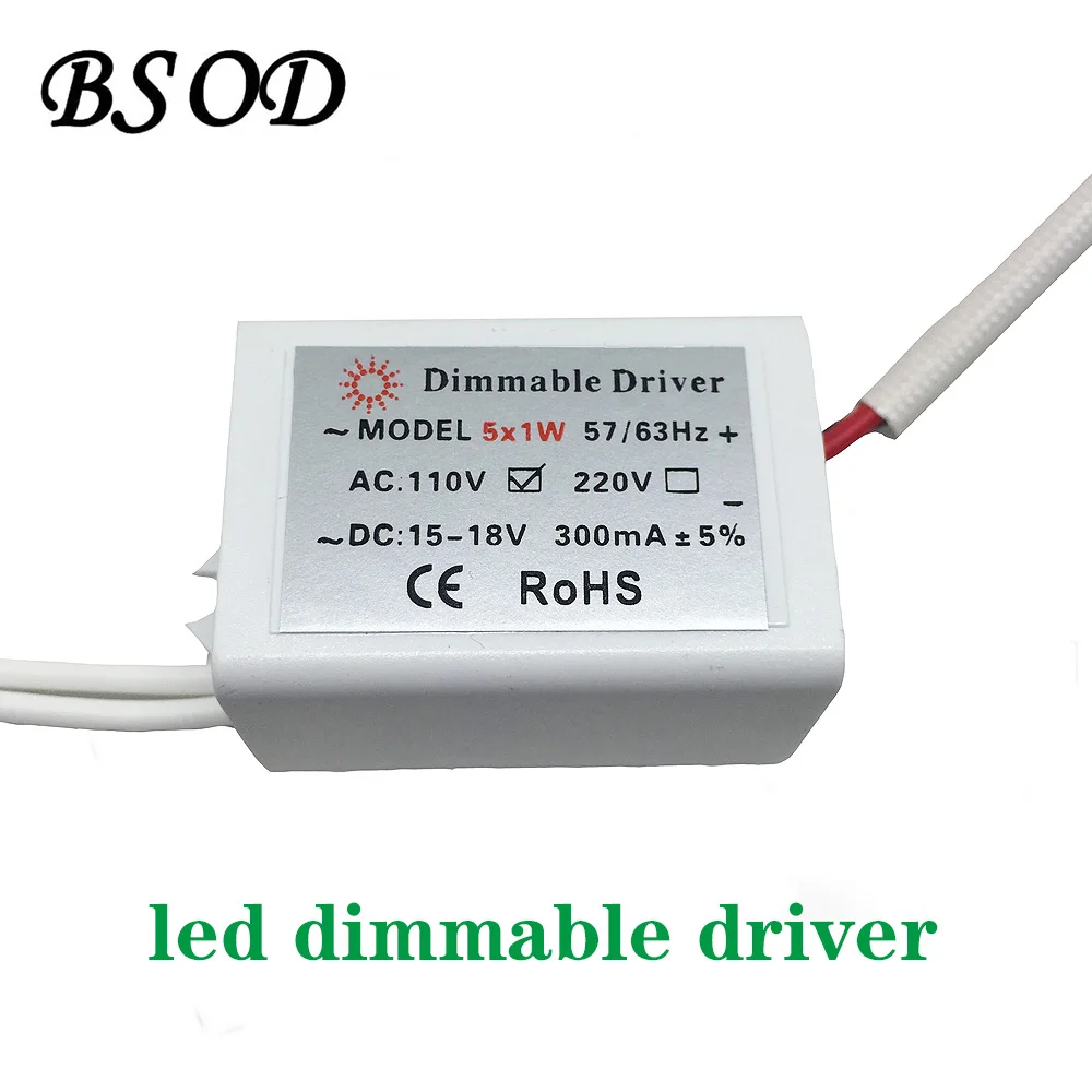

BSOD Led Dimmable Driver 3W 4W 5W DC12V Input AC110V 220V Power Supply DC300ma Lighting Transformer for Led Ceilling Downlight