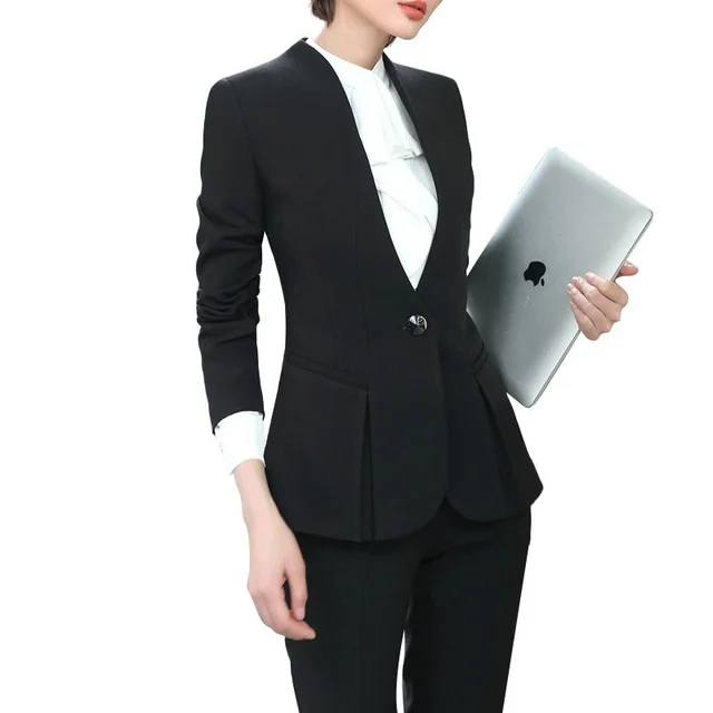 Pantalon Porter Le D'entrevue Formelle Nouveau Pants Blazer Bureau Mince khaki Mode Qualité Costumes Dames Black Travail Plus Taille Haute La Et Pants Ensemble D'affaires qxtH0waU