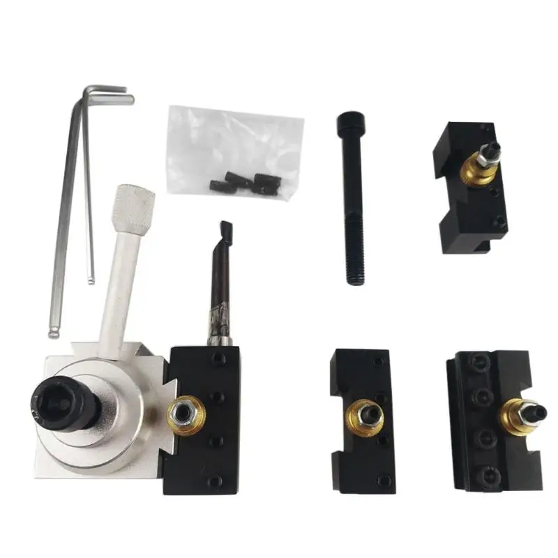 

Multi-function Mini Piston Type Aluminum Quick Change Tool QCT Kits Tool Post Turret+Tool Holders for lathe and CNC lathe