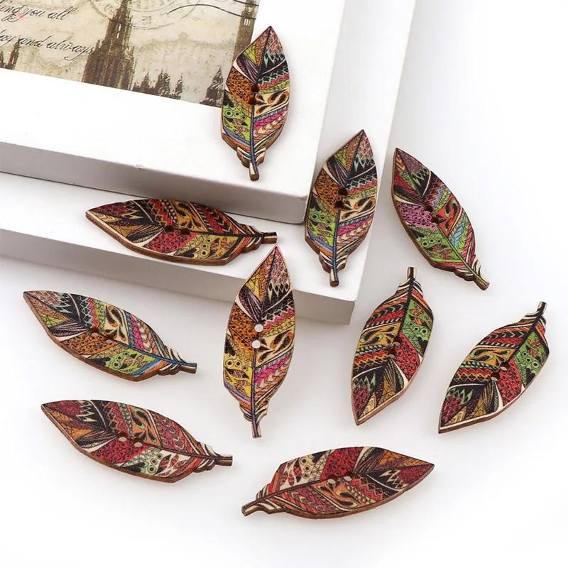 Leaves wood buttons 6