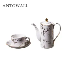 ANTOWALL керамическая Изысканная кофейная чашка набор Европейская мода мраморный узор английский послеобеденный чай кофейная чашка блюдце