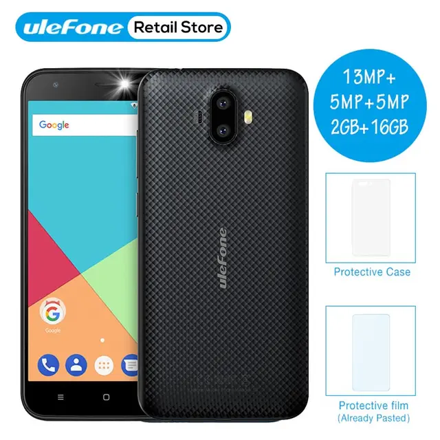 Cheap Ulefone S7 Pro Smartphone 13MP Dual Rear Cameras MTK6580 Quad Core 2GB RAM 16GB ROM 3G WCDMA 5.0" HD GPS Mobile Phone