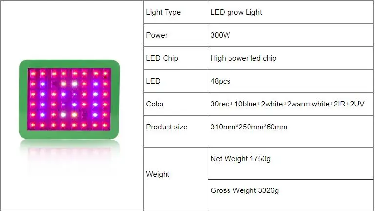 LED Grow Light 300W Panel Phytolamp Hydroponic Light Full Spectrum Plant Lamp for Indoor Greenhouse Grow Tent Flowers Vegs