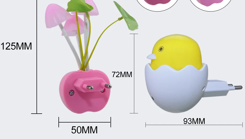 Light Sensor LED Night Light Mushroom Wall Socket Lights Luminaria  (12)