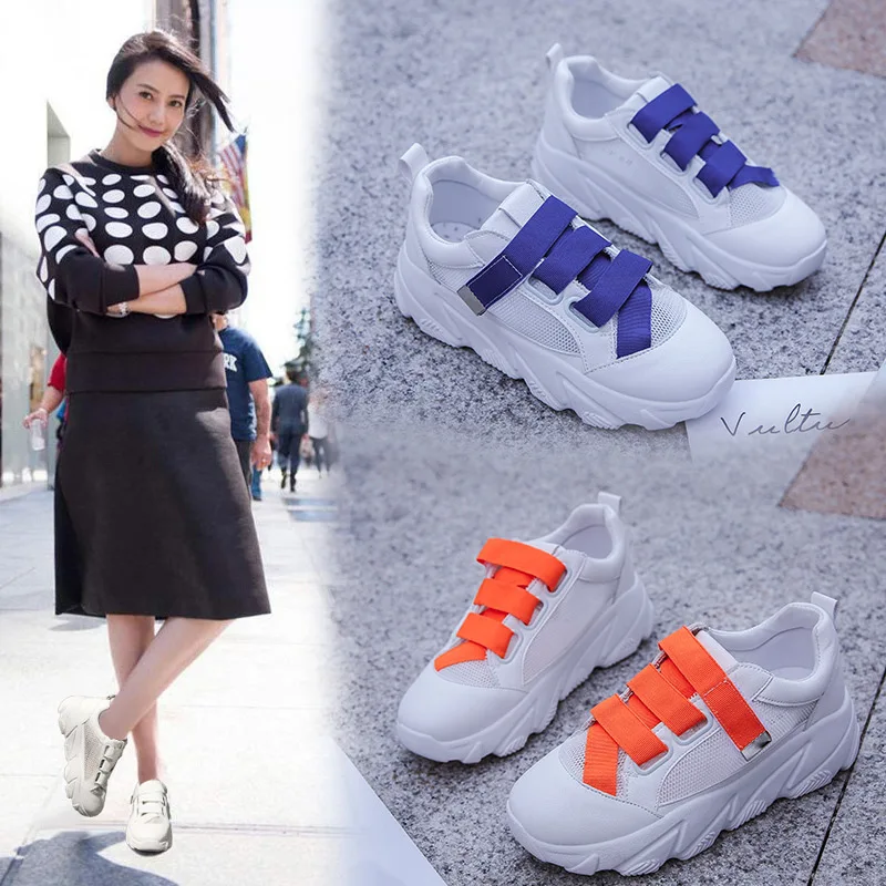 

2019 New Chunky Fashion Sneakers Platform Women Thick Sole Ladies Female Chunky Shoes Women Casual Vulcanize Platform Sneakers