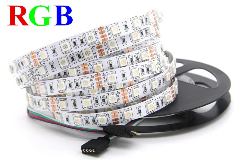 Светодиодные полосы света лента одного цвета или RGB 5 м 300 шт. SMD 5050 IP20 Номера водонепроницаемый DC 12 В