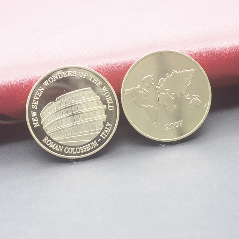 

World New Seven Wonders Roman Colosseum Italy Souvenir Gold Coin Collection And Protection Capsules