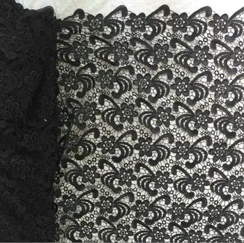 

2Yards 2018 Newest Nigerian Lace Fabrics Black African Cord Lace Fabrics High Quality Guipure French Lace Mesh Cotton Material