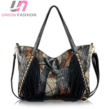 Neue Designer Frauen Mode 3D Baum Druck Umhängetasche hohe Qualität Nylon Handtaschen Dame Quaste Totes Rivet Taschen