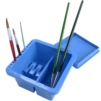 

Multifunction Artist Brush Basin Paint Brush Cleaning Bucket Paint Brush Tub with Brush Holder Art Gouache Bucket