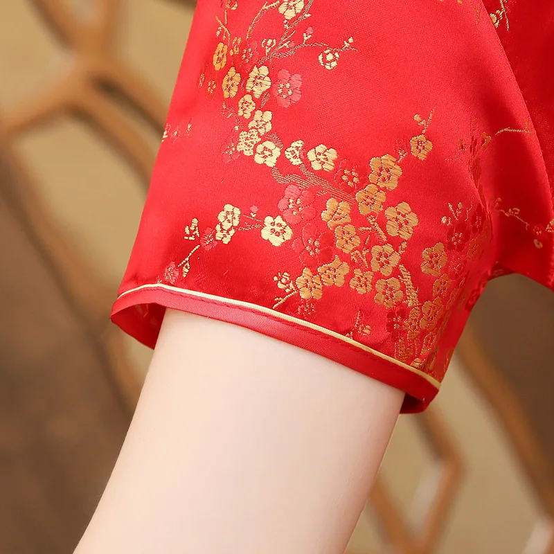 2017 Chinese Qipao Red Long Cheongsam Sexy Chingses Traditional Oriental Wedding Gowns Dress Evening Dress Party Dresses