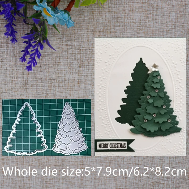 Christmas tree 3 die cut for cards or scrapbook 6 pieces 
