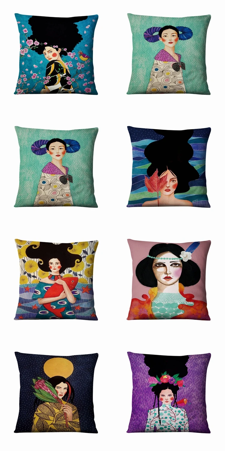 Modern Painting Girls Printed Pillowcase Home Decoration Pillow Art Cushion Decorative Pillows Home Decor Sofa Throw Pillow