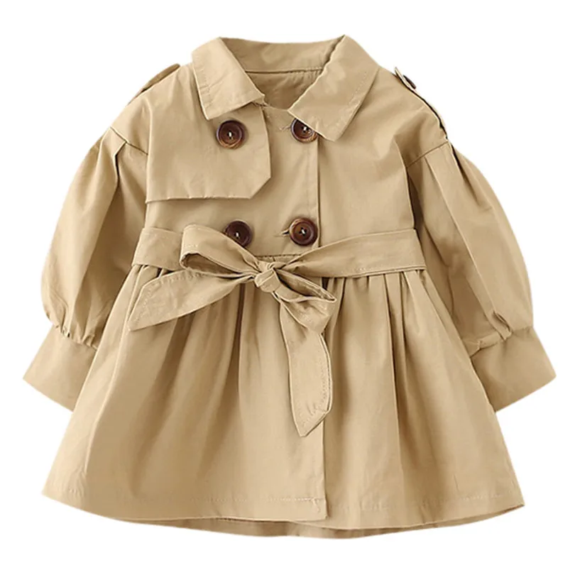 2019 new cute Toddler Infant Baby Boys Girls Solid Belt Bottons Trench Wind Coat Tops Outfits fashion design  (7)