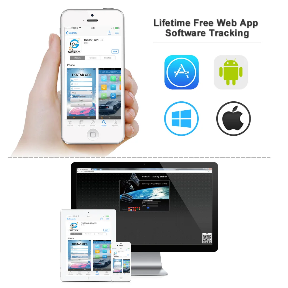 Car GPS Tracker Waterproof IP65 5000mAh Truck Car Locator TKSTAR TK905 90 Days Standby Powerful Magnet Lifetime Free APP Web