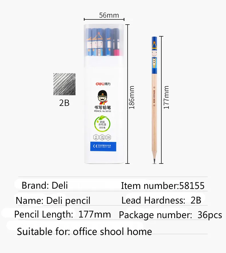 Deli деревянный графитовый карандаш студенческие дети письма и карандаши для рисования большой емкости шестиугольная стержень HB 2B карандаш школьная закрепленная