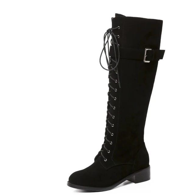 black flat boots lace up