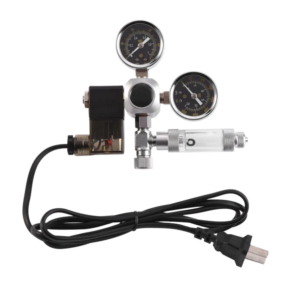 

Aquarium CO2 Regulator Magnetic Solenoid Valve Aquarium System Dual Gauge Bubble Counter CO2 Pressure Regulator with Check Valve
