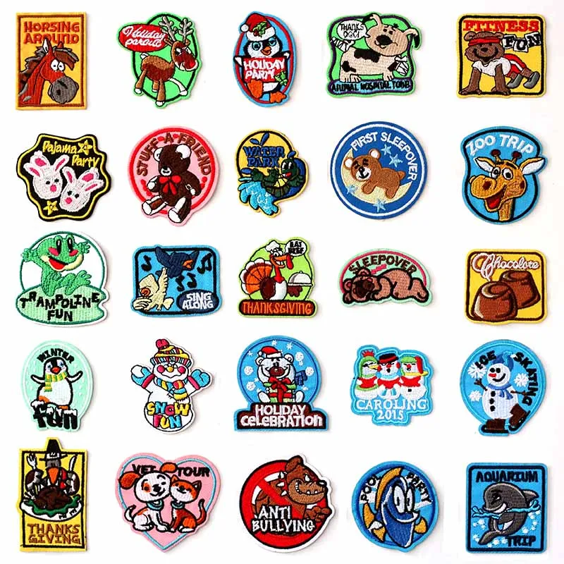 3M Self Adhensive Stick on 3D Embroidery Patches For Clothing Stripes Fabric Stickers Clothes Appliques Animal Patch | Дом и сад