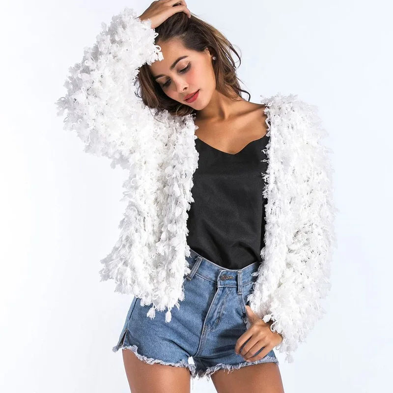 White Cardigan Coats Female 2020 Autumn and Winter Casual Christmas Party Long Sleeve Crochet Sweaters Women Knitted Jacket Tops |