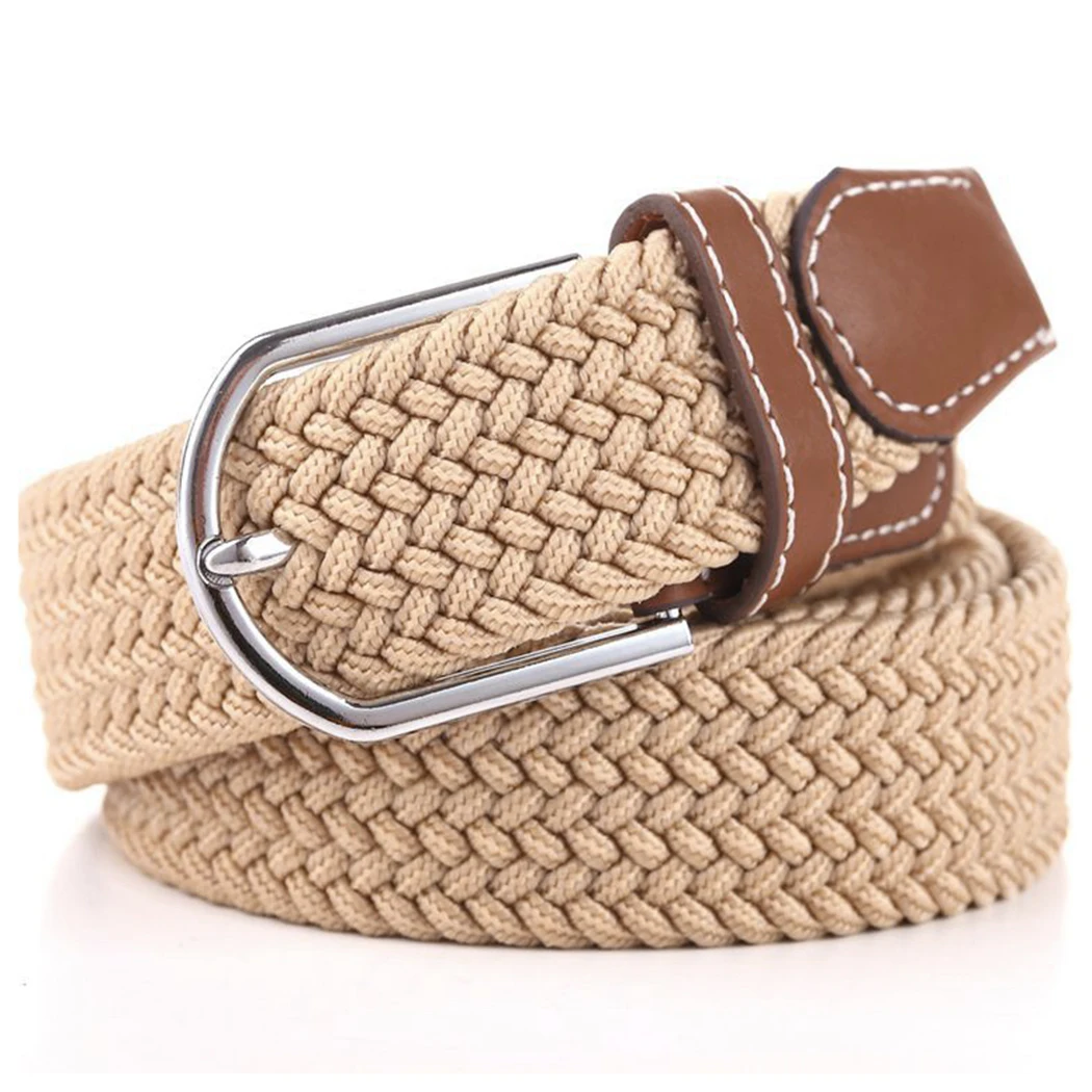 13 Colors Knitted Belts Women Men Fashion Canvas Plain bing Metal