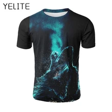 YELITE 2019 New Wolf Pattern T Shirt Men Print Letter T-shirt Summer Casual TShirt for Mens Short Sleeve Beach Tops streetwear british style old tree and single wolf pattern t shirt for men m